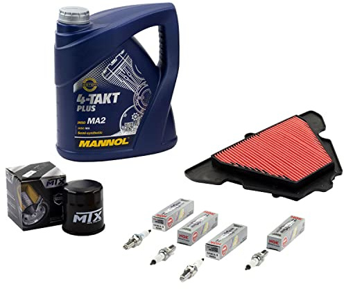 Wartungspaket Öl 4L + Luftfilter + Ölfilter + Zündkerzen für Kawasaki Z 1000 Z1000 ZRT00DD ZRT00DE ZRT00FF ZRT00FG Bj 2010-2021