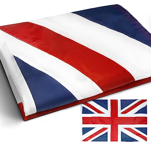 Anley EverStrong Series Reino Unido Bandera de Reino Unido de 3 x 5 pies de nailon resistente –resistente 4 filas de costuras de bloqueo – Banderas nacionales británicas con ojales de latón
