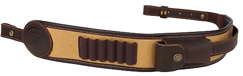 Tourbn Sangle antidérapante en Toile et Cuir pour Fusil de Chasse avec Passants pour munitions