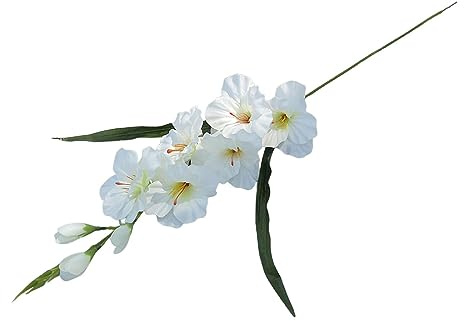 Artificial Gladiolus Flower with Stem Lifelike DIY Flower Arrangement Ornament Wedding Gladiolus Flower for Home Farmhouse Office Decoration, White