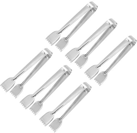 QUARKZMAN Service Pinces, 6pcs 6.5 pouce - Inox Acier Glace Pinces, Mini Sucre Pinces pour Apéritifs, Charcuterie, Dessert, Thé Fête, Bar, Café (Argent)