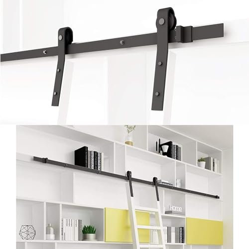 Rolling Bibliotheksleiter Hardware-Kit - Gleitbibliothek Leiter Hardware, Bibliotheks-Schiebeleiter-Hardware-Kit, Gleitschienen-Aufhängerolle, Mit Bodenrollenrädern (ohne Leiter) ( Size : 200cm(6.6 ft