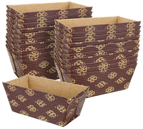 MUXHEL 100 Pcs Mini Paper Loaf Pans Disposable Paper Loaf Pans for Baking, Microwave Oven Freezer Safe Corrugated Paper Baking Pans for Bread Baking