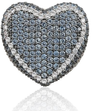 ICEDIAMOND 18K Iced Out Big Heart CZ Diamantring, weißvergoldeter Micro-Pave Fully Bling Color Zirkonia Hip Hop Charm Ringe für Männer (8, Blue)
