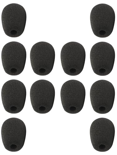 HIYANCO 12 Pack Headset Microphone Windscreen Foam Cover Soft Comfortable and High-density Lapel Mic Covers Pop Filter Replacement Windshield for Headset Microphone