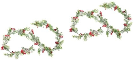 IMIKEYA 2 STK Weihnachts-Weinstock grüne Weihnachtsdekorationen rote Girlande Kiefer falsche Beeren winterdeko Party Reben Outdoor- dekoratives Rattan -Rattan PVC