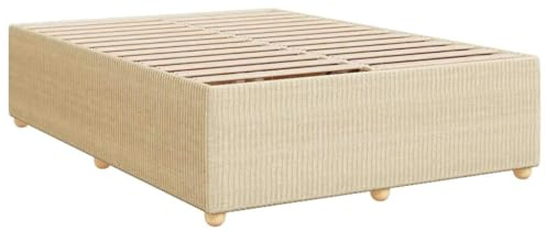 vidaXL Bettgestell, Bettrahmen mit Lattenrost, Doppelbett Polsterbett für Schlafzimmer, Bett Schlafzimmerbett, Creme 140x200cm Stoff