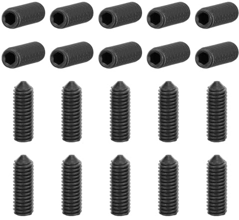 sourcing map Set di 20 viti M6 x 16 mm in acciaio al carbonio a punta conica esagonale per macchinari, riparazioni domestiche e infissi nero