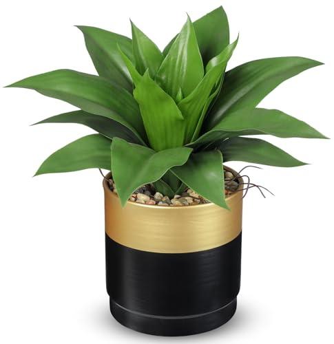 Arborus Künstliche Aloe Vera Kunstpflanzen im Topf Künstliche Zimmerpflanze | Kunstpflanze im Topf 26 CM Dekopflanzen Tisch Regal Fensterbank Balkon Deko Modern Rustikal Industrie Boho Deko Innen Zuhause