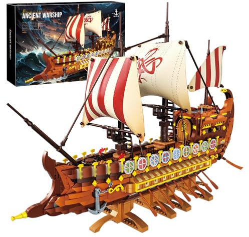 Technik Piratenschiff Bausteine für Wikinger Kriegsschiff, 2073+ Klemmbausteine MOC Technik Kreuzfahrtschiff Piratenschiff Modellbausatz, Spielzeug Schiffe Modell für Erwachsene und Jugendliche