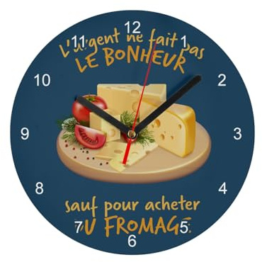 Wanduhr aus Glas – Käseplatte – Silber macht Pas Le Bonheur – Durchmesser 20 cm – Blau