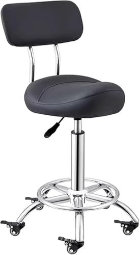 Sattelhocker, Küchensattelstuhl mit Fußstützen-Rückenstütze, ergonomischer Bürostuhl, Sattel-Salonstuhl für die klinische Zahnarztklinik (weiß)