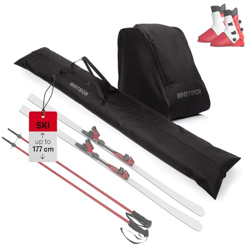 meteor Skitasche Set - Skisack 177 cm & Belüftete Skischuhtasche - Wasserabweisend, Perfekt für Wintersport und Skiurlaub - Komplettes Set