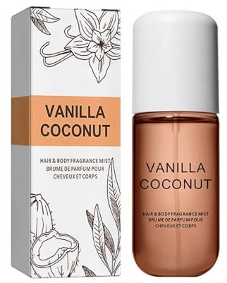 50ml Coconut Vanilla Body Spray for Women - Long-Lasting Light Fragrance Mist for Hair and Skin Care