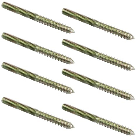 PHITUODA 8 Pack 3/8-16 x 4 Inch Hanger Bolts Double Headed Self-Tapping Screw Threaded Rods Bolt for Furniture Wood Joint