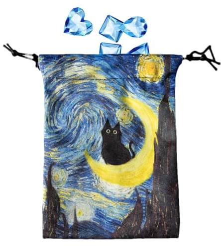 Tarotförvaringsväska | 13 x 18 cm tärningsväskhållare med dragsnöre – smyckesbärväska för de flesta spelkort i standardstorlek tarotentusiaster, E, Refer to description, Unisex