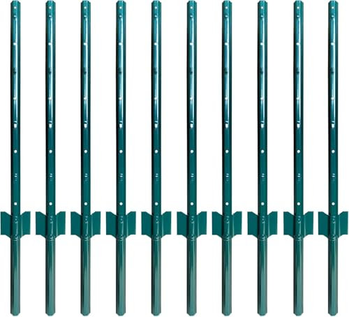 ARIFARO Metal Fence Posts 91cm / 3ft, Pack of 10, Sturdy Duty No Digging Garden U Post for Wire Fencing Steel Poles for Yard, Outdoor Wire