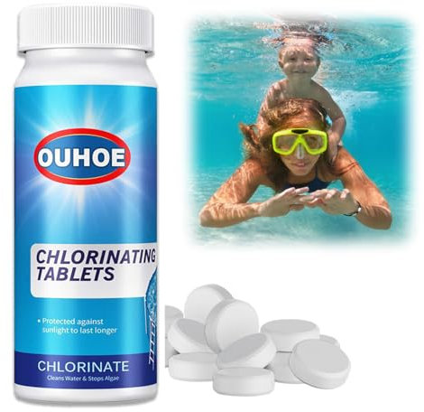 100PCS Chlorine Tablets for Swimming Pool and Spas Multifunctional Chlorine Tablets For Hot Tub Slow-Dissolving Long-Lasting Water Cleaning Tablet for Hot Tub Spa