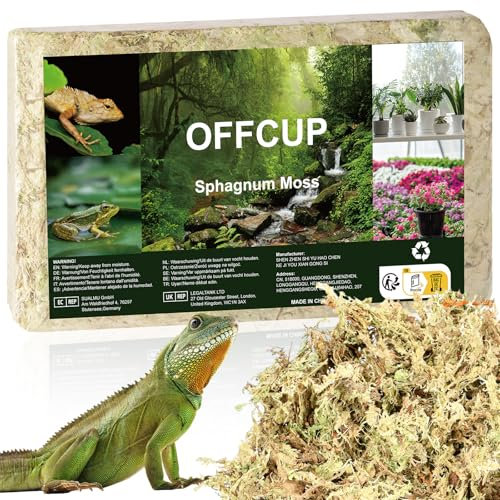 OFFCUP 150g Sphaigne pour Plante, Fraîche Compressée pour Orchidées Mélange Pot, Mousse Naturelle pour Reptiles, Tuteur en Sphaigne Substrat de Culture (150g)