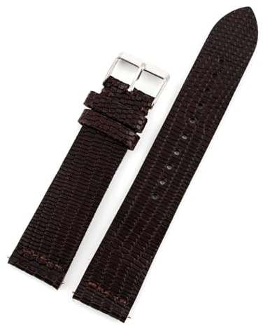 WTNZBAEM Uhrenarmband aus Leder mit Eidechsenmuster, 18 mm, 19 mm, 20 mm, 22 mm, for Herren und Damen, Bettelarmband, Schwarz, Kaffeebraun(Coffee,19mm)