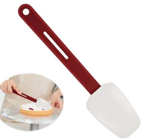 10 Inch Silicone Spoon Spatula – Heat Resistant Rubber Spatula for Cooking, Non-Stick Flexible Scraper, BPA-Free, Dishwasher Safe – Red Spoonula, 1 Pack