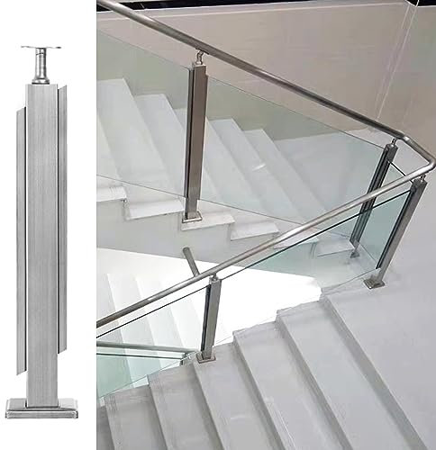 Generico Corrimano in Vetro Silver Loft - Balaustra da 115 cm per Scale da Patio, Include staffe e ferramenta per ringhiera, Perfetto per Scale a chiocciola, Design Resistente ed Elegante.