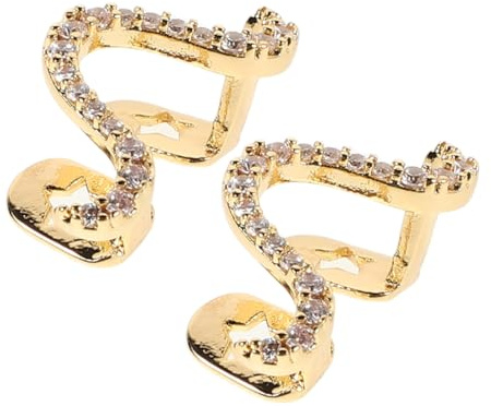 VALICLUD 2stücke Teiliges Glitzer-zahnaccessoire Für Frauen Goldene Zahnschmuck-accessoires Für Partys Hochzeiten Besondere Anlässe Einfacher Einbau Bequemer Sitz
