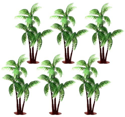 10 adornos de plástico verde de 14 cm para tartas de palmera, decoración de pastel de árbol de coco, modelos de árbol en miniatura, figuras de modelo, tren, paisaje, construcción, paisaje, playa