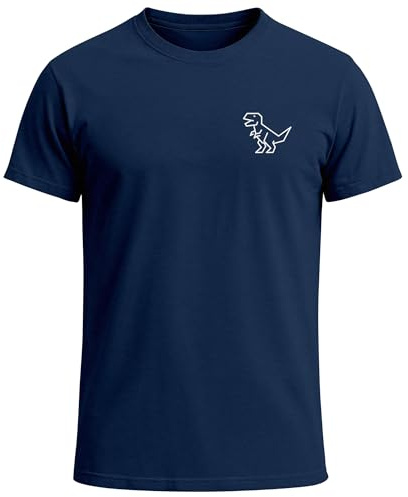 Neverless® Herren T-Shirt mit Dino Print – Lustiges T-Rex Logo auf der Brust – Kurzarm Baumwollshirt mit Grafikmotiv
