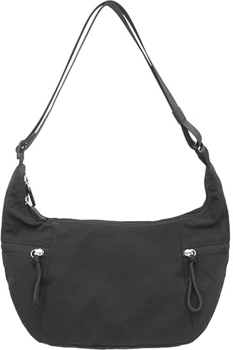 HAUMAUH Bolso Bandolera Mujer | Pequeño Ligero Bolso Para Movil Media Luna Bolso Bandolera | Viajes Trabajo Deporte Compras (Negro)