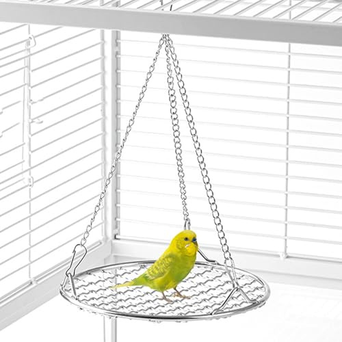 Altalena per uccelli, 14,7 x 22,5 cm, a prova di masticazione, in acciaio inox, resistente alla ruggine, rimovibile, design a griglia per animali domestici, gabbia per allevamento, parco giochi