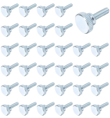 sourcing map Rändelschrauben, 40 Stück, M5 x 16 mm, Karbonstahl, verzinkt, flacher gerändelter Kopf, Vollgewindeschrauben, Befestigungselemente für Zuhause, Maschinen