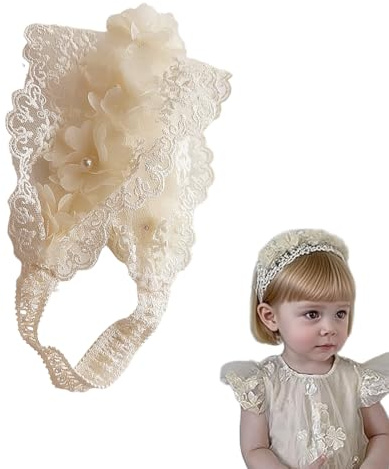 KEWUF fascia per bambini, nastro pizzo bambina, matrimonio bambini fascia per capelli fascia neonato, Baby Hair Accessories Newborn, fascia pizzo chiffon moda fascia elastica capelli