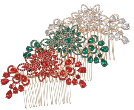 VALICLUD 3pcs Rhinestone Hair Comb for Women Diamond Hairpin Flower and Leaf Design Sparkly Wedding Hair Accessories for Bride Party