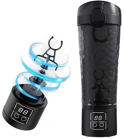 LUFEIS Electric Protein Shaker Bottle, 700ml USB Rechargeable Shaker Cup with Removable Base, Portable Blender Cup for Protein Shakes and Meal Replacement Shakes, Mixer Cups for Gym and Travel (Black)