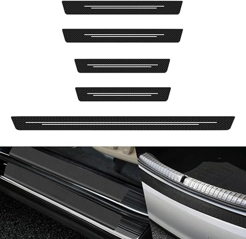 5 Pièces Protection Seuil de Porte de Voiture, Voiture De Carbone Autocollant Protection, Autocollant Seuil De Porte Voiture Seuil Protection De Coffre pour Plupart des Voitures