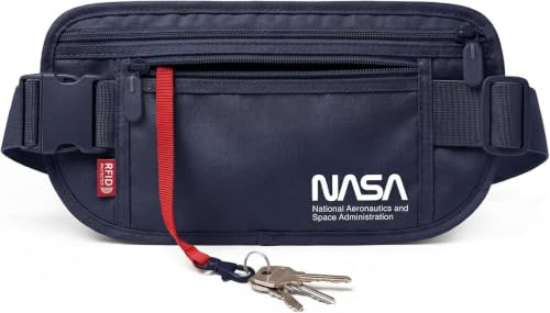 NASA Cintura Portasoldi - Protezione Passaporto Sicura RFID (13.56 MHz) - Blu Lunare