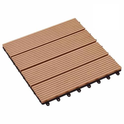 INLIFE Carreau de terrasse 11 pcs WPC 30 x 30 cm 1 m² Couleur Teck-45024