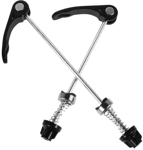 YARNOW Set 2 Spiedini a Sgancio Rapido per Ruote Mountain Bike Perno di Bloccaggio in Metallo Nero Kit Anteriore e Posteriore per Fissaggio Sicuro e Sostituzione Senza Attrezzi