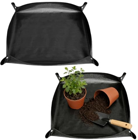 2 Pcs Tapis Rempotage Plantes, 66 cm x 66 cm Tapis de Plante Noir pour Repiquage, Pliabletapis Transplantation ,Jardinage Portable Imperméable pour Rempotage, Succulentes, Jardinage de intérieur