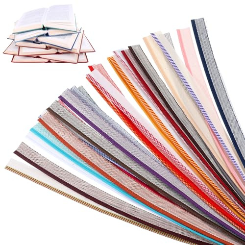 TIESOME 52 diademas para libros, encuadernación de algodón, 30 x 1,5 cm, 52 colores, lino de algodón, cinta para encuadernación para principiantes, reparación de libros, decoración de libros