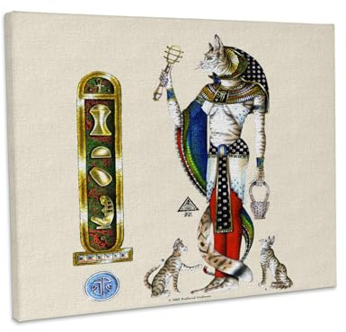 3dRose Bast Egyptian Cat Goddess Pagan Art Museum Grade Canvas Wrap 10x8