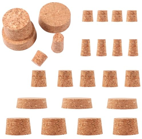 Angoily 50 Bouchons en Liège pour Bouteilles en Verre Lot de 50 Pièces 5 Tailles Différentes Couvercles D’étanchéité Alimentaires pour Vin, Bière et Bocaux