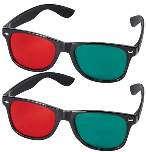 3D-visningsglasögon 2 st 3D-glasögon, svart ram röd grön visning för dimensionell anaglyf TV-film DVD-spel och amblyopia träningsglasögon