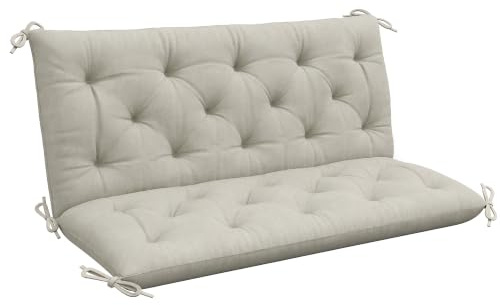 Outsunny Gartenbank Auflage 2-Sitzer Schaukelstuhl Auflage Sitzpolster mit Bändern für Indoor und Outdoor 110x120cm Hellgrau