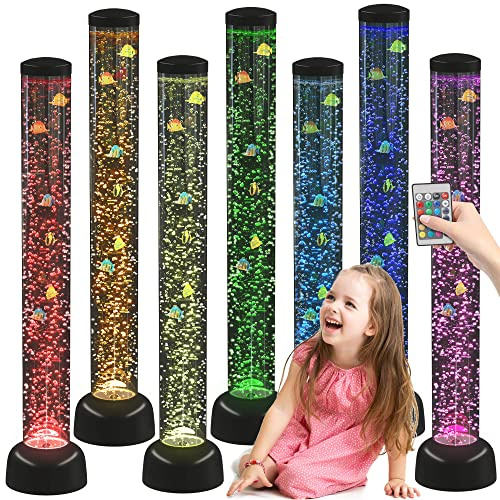 Playlearn - Lámpara LED (105 cm), diseño de tubo con peces, color negro
