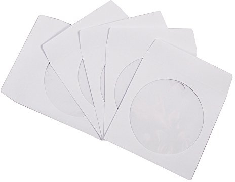 100 Pack Maxtek Premium Thick White Paper CD DVD Sleeves Envelope with Window Cut Out and Flap, 100g