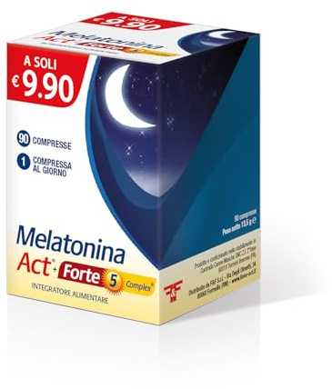 Melatonina Act + Forte 5 Complex, Integratore Alimentare, 90 Compresse | A Base di Melatonina 1MG + 5 Complex