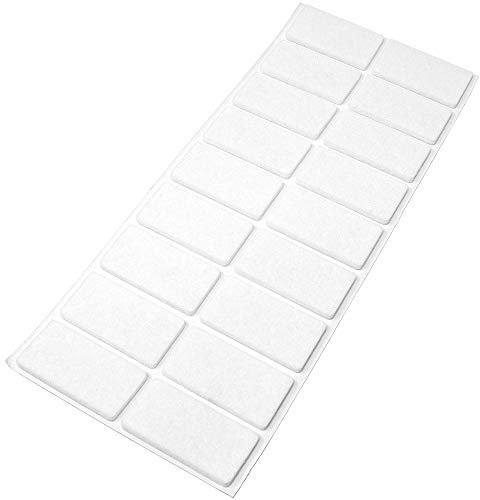 Adsamm® / 18 x feltrini autoadesivi/Bianco / 25x50 mm/Rettangolare/piedini per mobili in feltro da 3.5 mm di spessore/pad protettivi per arredi