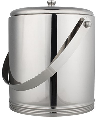 Zap Impex Edelstahl Doppelwandeimer Eisbehälter mit Deckel 1,30 Ltr.